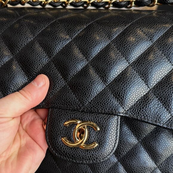 Chanel Black Caviar Jumbo GHW Classic Double Flap Bag - Picture 4 of 16